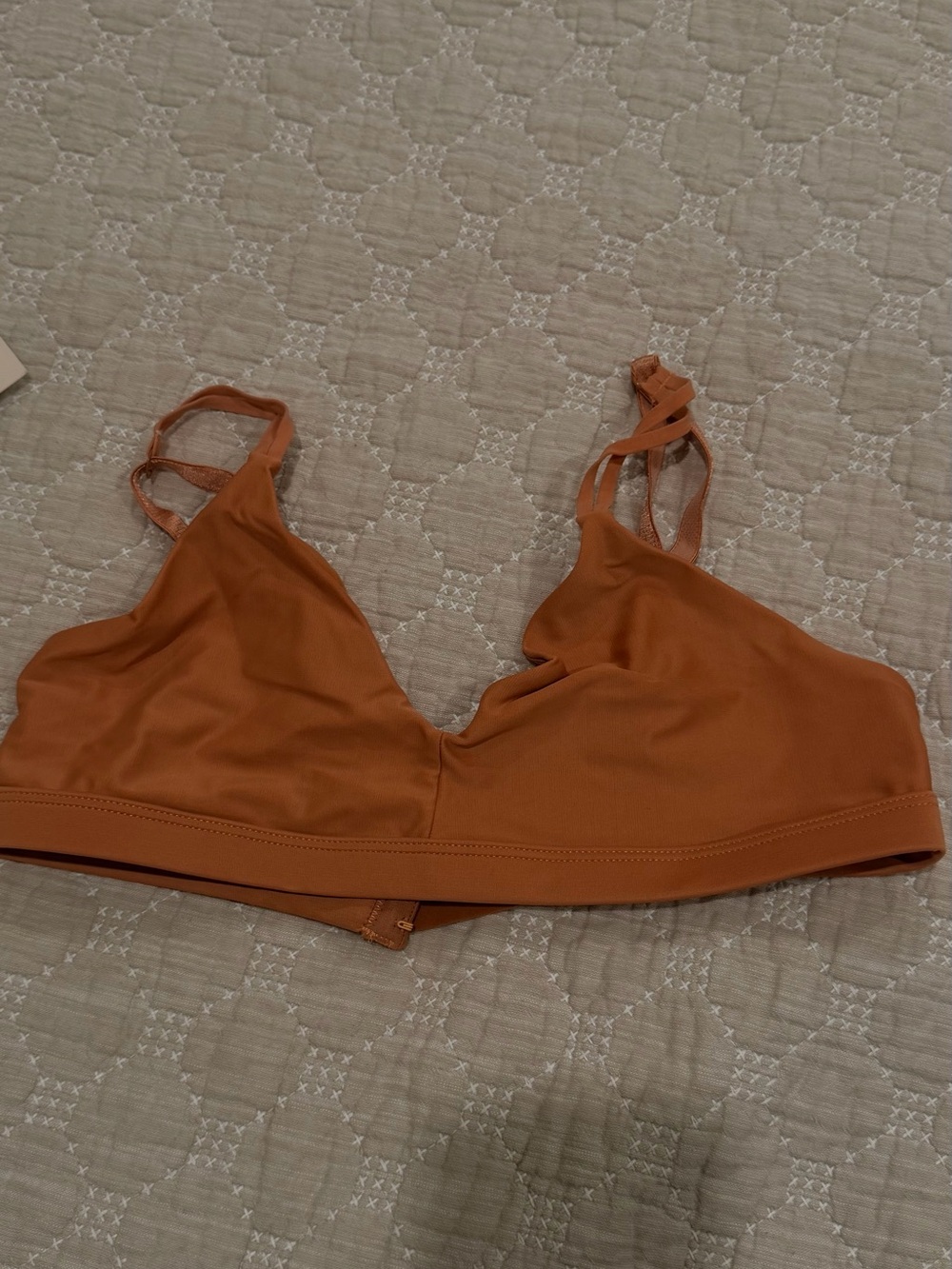 Seamless Rust Brown Wireless Bralette with Adjustable Straps